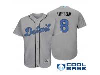 Men Detroit Tigers #8 Justin Upton Majestic Gray Fashion 2016 Father's Day Cool Base Jersey