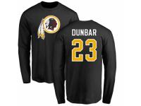 Men Football Washington Redskins #23 Quinton Dunbar Black Name & Number Logo Long Sleeve T-Shirt