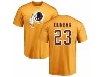 Men Football Washington Redskins #23 Quinton Dunbar Gold Name & Number Logo T-Shirt