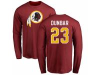 Men Football Washington Redskins #23 Quinton Dunbar Maroon Name & Number Logo Long Sleeve T-Shirt