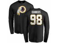 Men Football Washington Redskins #98 Matt Ioannidis Black Name & Number Logo Long Sleeve T-Shirt