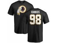 Men Football Washington Redskins #98 Matt Ioannidis Black Name & Number Logo T-Shirt