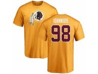 Men Football Washington Redskins #98 Matt Ioannidis Gold Name & Number Logo T-Shirt