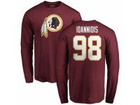 Men Football Washington Redskins #98 Matt Ioannidis Maroon Name & Number Logo Long Sleeve T-Shirt