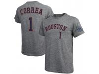 Men Houston Astros Carlos Correa #1 Gray Name & Number 2017 World Series Champions T-Shirt