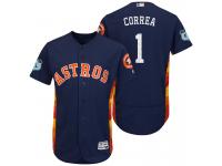 Men Houston Astros Carlos Correa #1 Navy 2017 Spring Training Grapefruit League Patch Authentic Collection Flex Base Jersey