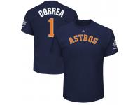 Men Houston Astros Carlos Correa #1 Navy Name & Number 2017 World Series Champions T-Shirt