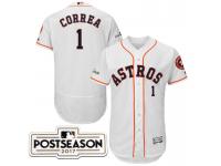 Men Houston Astros Carlos Correa #1 White 2017 Postseason Patch Flex Base Jersey