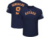 Men Houston Astros Marwin Gonzalez #9 Navy Name & Number 2017 World Series Champions T-Shirt