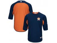 Men Houston Astros On-Field 3/4 Sleeve Batting Practice Jersey - Navy & Orange