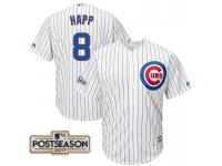 Men Ian Happ #8 Chicago Cubs 2017 Postseason White Cool Base Jersey