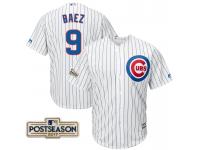 Men Javier Baez #9 Chicago Cubs 2017 Postseason White Cool Base Jersey