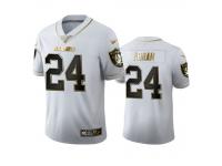 Men Johnathan Abram Raiders White 100th Season Golden Edition Jersey