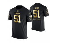 Men Kansas City Chiefs Frank Zombo #51 Metall Dark Golden Special Limited Edition With Message T-Shirt