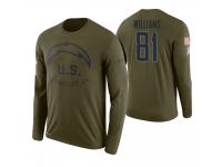 Men Los Angeles Chargers #81 Mike Williams 2018 Salute to Service Long Sleeve Olive T-Shirt