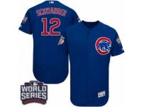 Men Majestic Chicago Cubs #12 Kyle Schwarber Royal Blue 2016 World Series Bound Flexbase Authentic Collection MLB Jersey