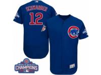 Men Majestic Chicago Cubs #12 Kyle Schwarber Royal Blue 2016 World Series Champions Flexbase Authentic Collection MLB Jersey