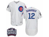 Men Majestic Chicago Cubs #12 Kyle Schwarber White 2016 World Series Bound Flexbase Authentic Collection MLB Jersey