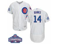 Men Majestic Chicago Cubs #14 Ernie Banks White 2016 World Series Champions Flexbase Authentic Collection MLB Jersey