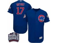 Men Majestic Chicago Cubs #17 Kris Bryant Royal Blue 2016 World Series Bound Flexbase Authentic Collection MLB Jersey