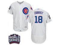 Men Majestic Chicago Cubs #18 Ben Zobrist White 2016 World Series Bound Flexbase Authentic Collection MLB Jersey