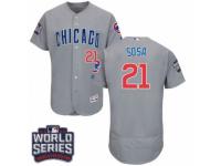 Men Majestic Chicago Cubs #21 Sammy Sosa Grey 2016 World Series Bound Flexbase Authentic Collection MLB Jersey