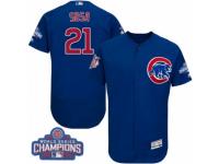 Men Majestic Chicago Cubs #21 Sammy Sosa Royal Blue 2016 World Series Champions Flexbase Authentic Collection MLB Jersey