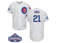 Men Majestic Chicago Cubs #21 Sammy Sosa White 2016 World Series Champions Flexbase Authentic Collection MLB Jersey