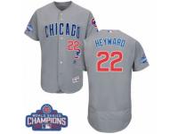 Men Majestic Chicago Cubs #22 Jason Heyward Grey 2016 World Series Champions Flexbase Authentic Collection MLB Jersey