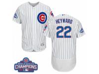 Men Majestic Chicago Cubs #22 Jason Heyward White 2016 World Series Champions Flexbase Authentic Collection MLB Jersey