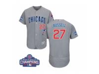 Men Majestic Chicago Cubs #27 Addison Russell Grey 2016 World Series Champions Flexbase Authentic Collection MLB Jersey