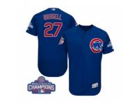 Men Majestic Chicago Cubs #27 Addison Russell Royal Blue 2016 World Series Champions Flexbase Authentic Collection MLB Jersey