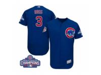 Men Majestic Chicago Cubs #3 David Ross Royal Blue Alternate 2016 World Series Champions Flexbase Authentic Collection MLB Jersey
