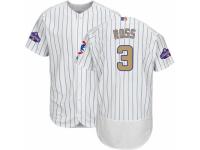 Men Majestic Chicago Cubs 3 David Ross White 2017 Gold Program Flexbase Authentic Collection MLB Jerseys
