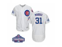 Men Majestic Chicago Cubs #31 Greg Maddux White 2016 World Series Champions Flexbase Authentic Collection MLB Jersey