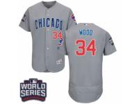Men Majestic Chicago Cubs #34 Kerry Wood Grey 2016 World Series Bound Flexbase Authentic Collection MLB Jersey