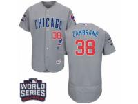 Men Majestic Chicago Cubs #38 Carlos Zambrano Grey 2016 World Series Bound Flexbase Authentic Collection MLB Jersey