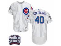 Men Majestic Chicago Cubs #40 Willson Contreras White Home 2016 World Series Bound Flexbase Authentic Collection MLB Jersey