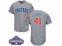 Men Majestic Chicago Cubs #41 John Lackey Grey 2016 World Series Champions Flexbase Authentic Collection MLB Jersey