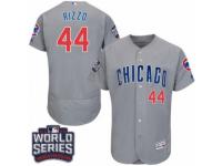 Men Majestic Chicago Cubs #44 Anthony Rizzo Grey 2016 World Series Bound Flexbase Authentic Collection MLB Jersey