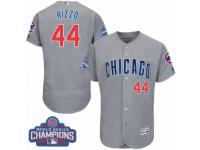 Men Majestic Chicago Cubs #44 Anthony Rizzo Grey 2016 World Series Champions Flexbase Authentic Collection MLB Jersey