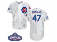 Men Majestic Chicago Cubs #47 Miguel Montero White 2016 World Series Champions Flexbase Authentic Collection MLB Jersey