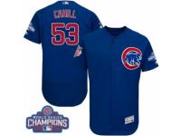 Men Majestic Chicago Cubs #53 Trevor Cahill Royal Blue 2016 World Series Champions Flexbase Authentic Collection MLB Jersey