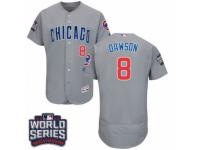Men Majestic Chicago Cubs #8 Andre Dawson Grey 2016 World Series Bound Flexbase Authentic Collection MLB Jersey
