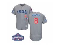 Men Majestic Chicago Cubs #8 Andre Dawson Grey 2016 World Series Champions Flexbase Authentic Collection MLB Jersey