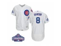 Men Majestic Chicago Cubs #8 Andre Dawson White 2016 World Series Champions Flexbase Authentic Collection MLB Jersey