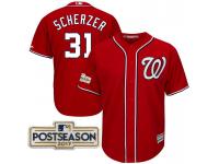 Men Max Scherzer #31 Washington Nationals 2017 Postseason Scarlet Cool Base Jersey