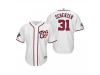 Men Max Scherzer Washington Nationals White 2019 World Series Champions Cool Base Alternate Jersey