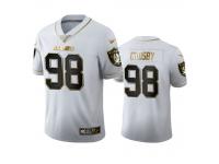 Men Maxx Crosby Raiders White 100th Season Golden Edition Jersey