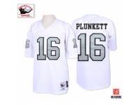 Men Mitchell and Ness Oakland Raiders #16 Jim Plunkett White with Silver No. Authentic NFL Throwback Jersey